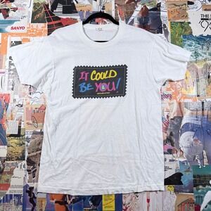 Vintage 80s Maryland Lottery T Shirt It Could Be You! XL White Tee Single Stitch